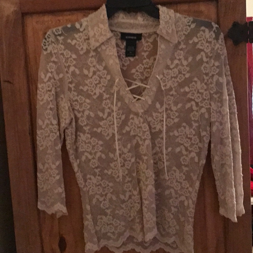 Express sheer cream color shirt